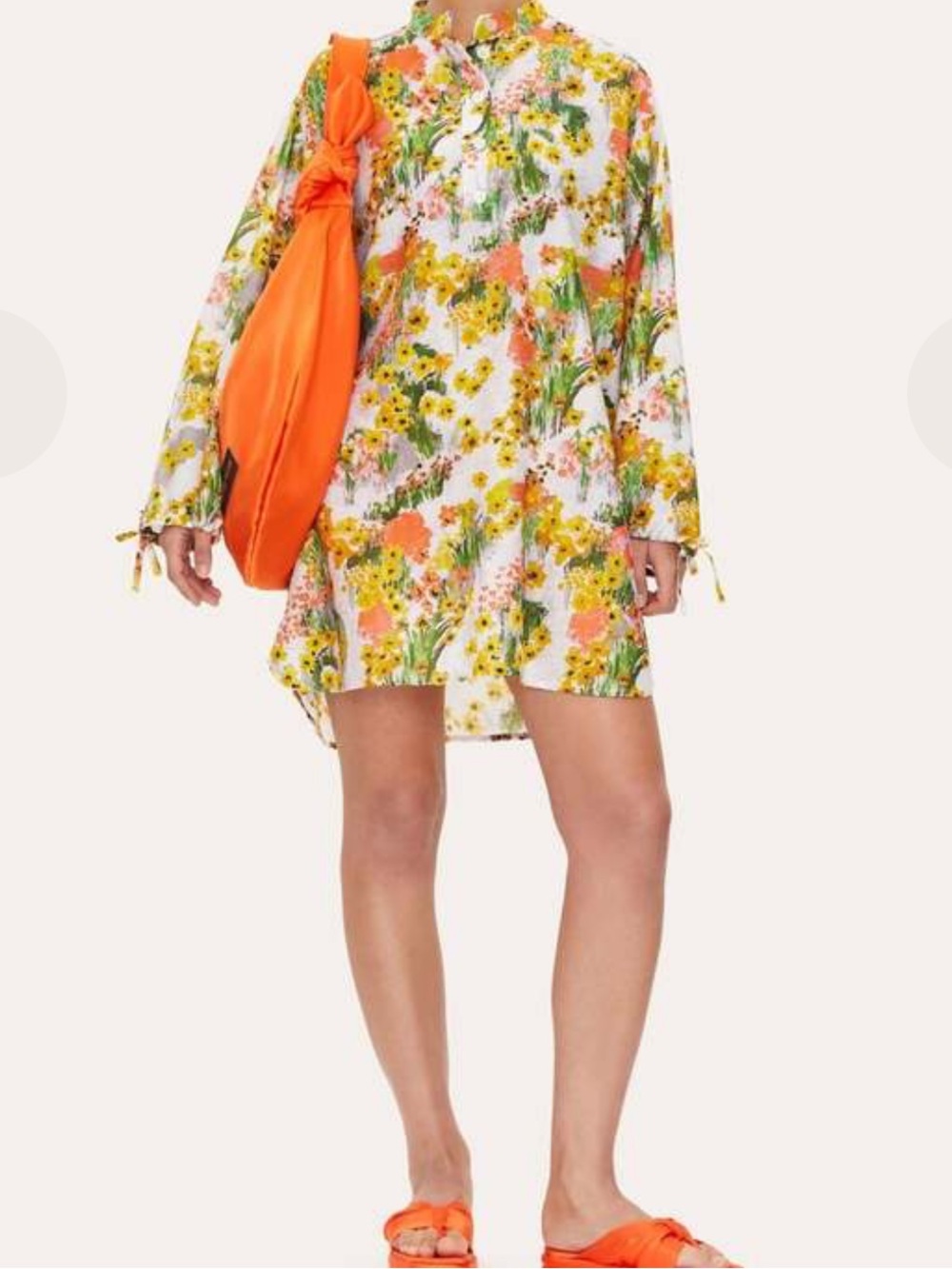 STINE GOYA Neva Tunic Shirt Dress Artist Canvas Daytime Floral Long Sleeve  XS